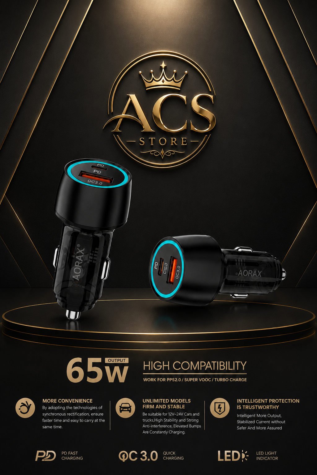 BRANDED CAR CHARGER WITH CABLE