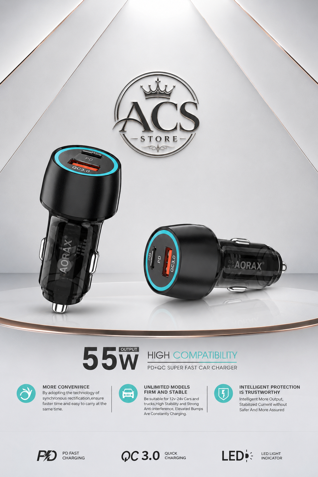 Imported car charger with cable✈️