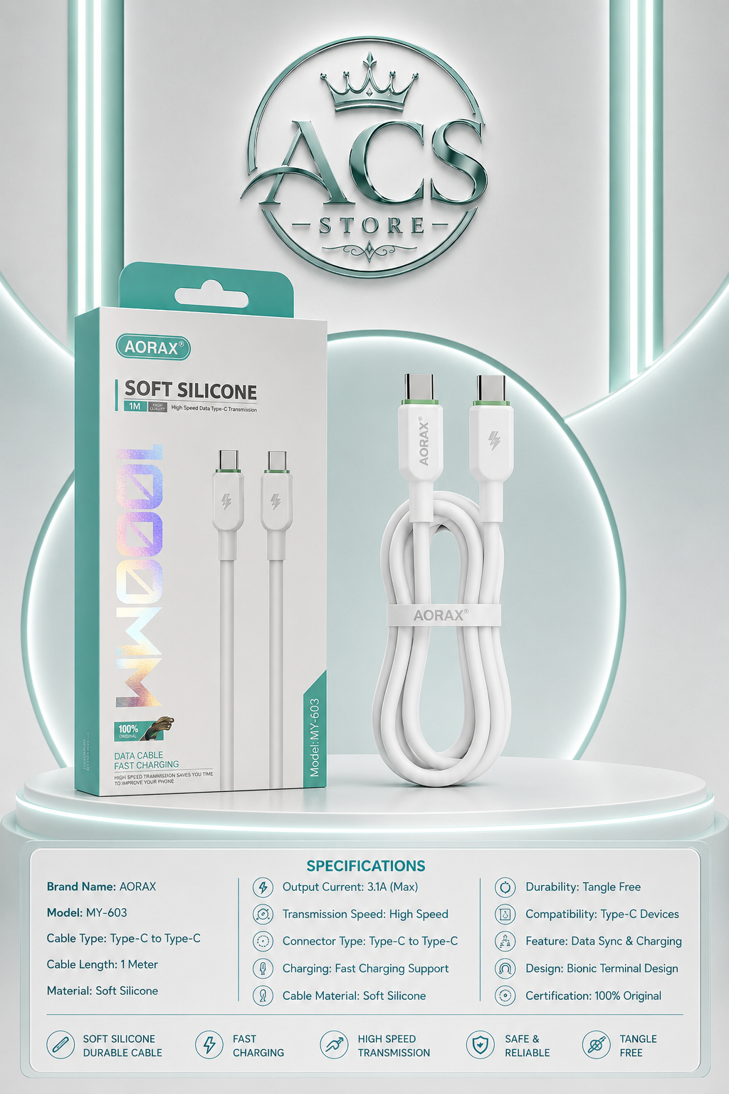 BRANDED AORAX CABLE TPYE C TO TPYE C